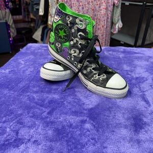 Converse High-Tops with Green and Black Graphic